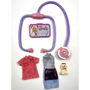5pc Lot MATTEL Barbie Animal Theme Toys Doll Clothes Dog Vet Badge Stethoscope
